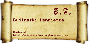 Budinszki Henrietta névjegykártya